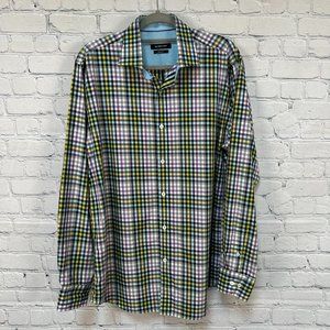 Bugatchi Men's Classic‎ Fit 100% Cotton Dress Shirt, Size Large, Purple/Plaid